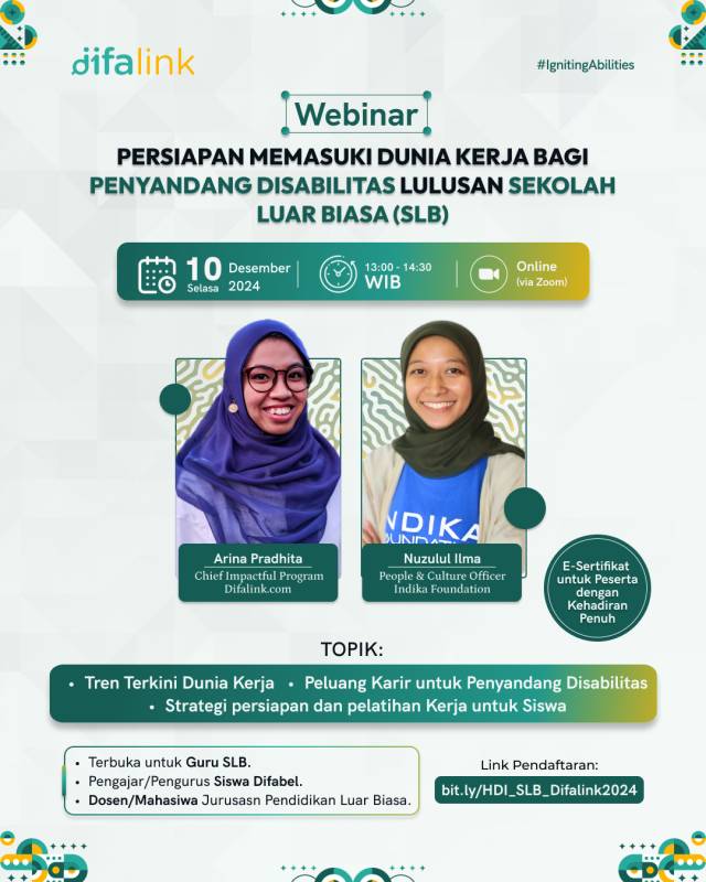 Persiapan Memasuki Dunia Kerja Bagi Penyandang Disabilitas Lulusan Sekolah Luar Biasa (SLB)